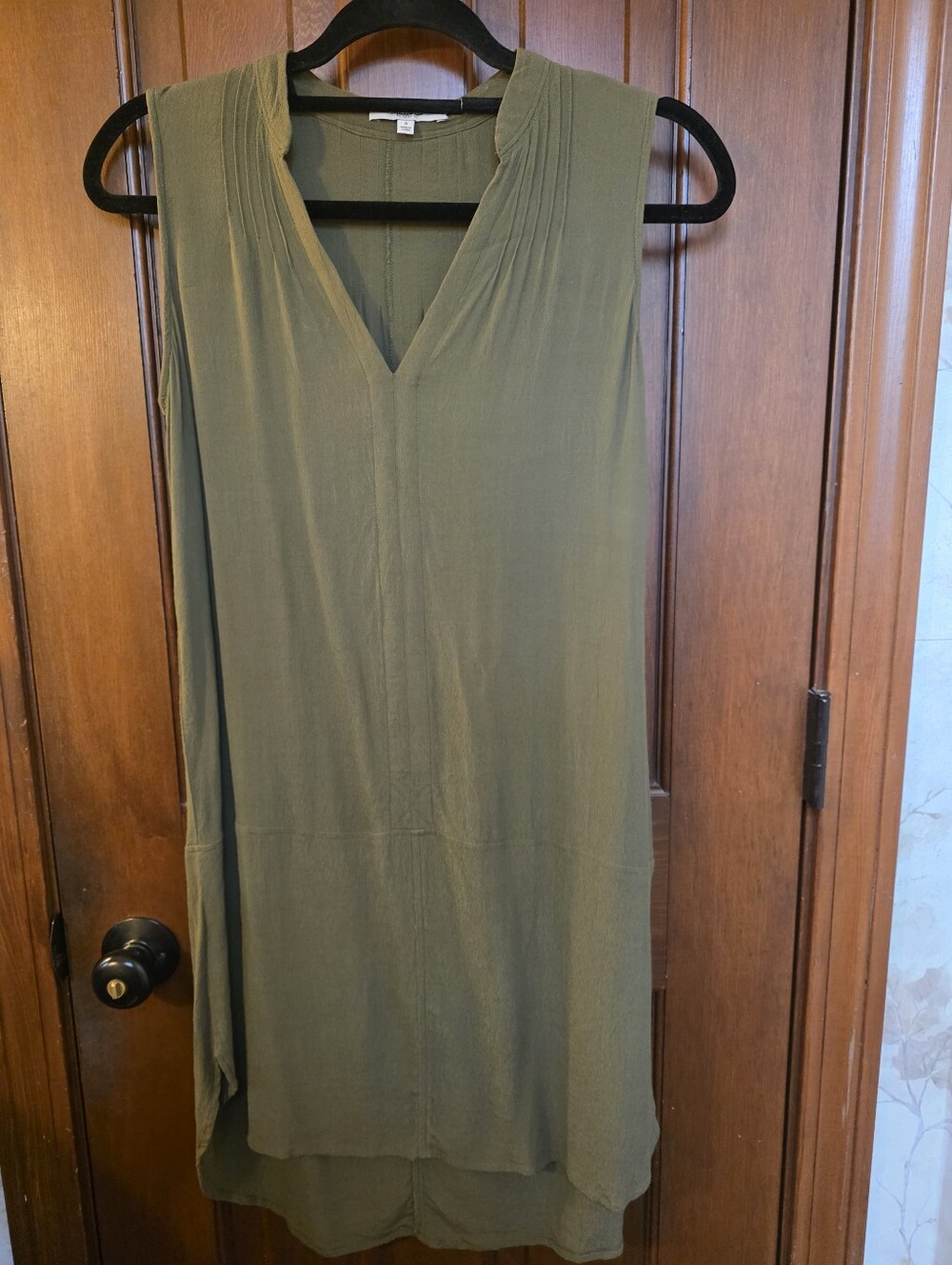 Madewell Olive Green Sleeveless High-Low V-Neck Dress Size Small